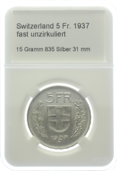 Schweiz 5 Franken 1937 B - fast unzirkuliert